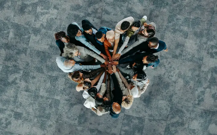 Top view of a a heart shape of people