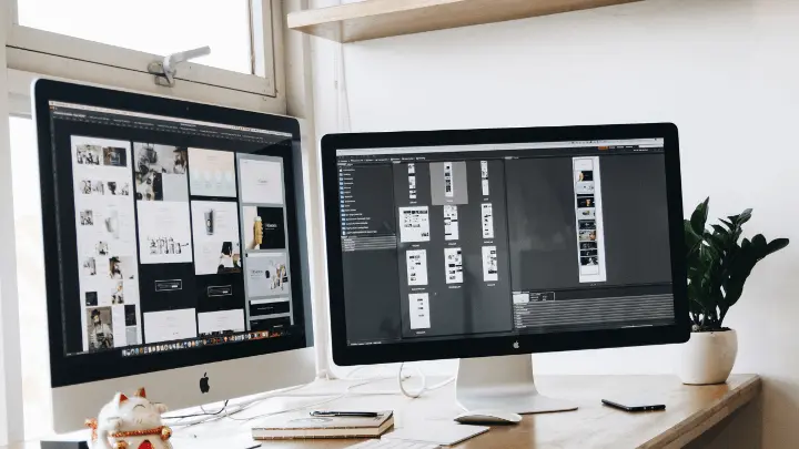 Two desktop screens showing a website's wire frames