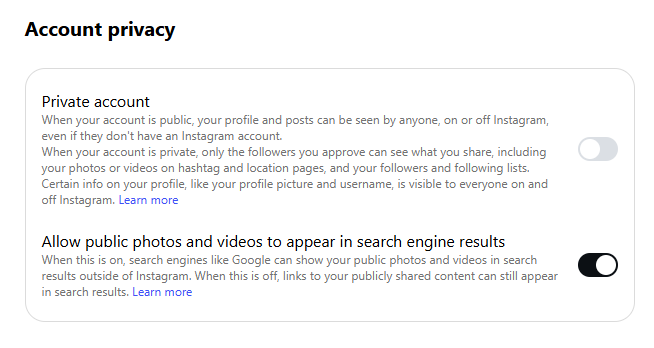 Account Privacy Instagram Settings Account Privacy Instagram Settings