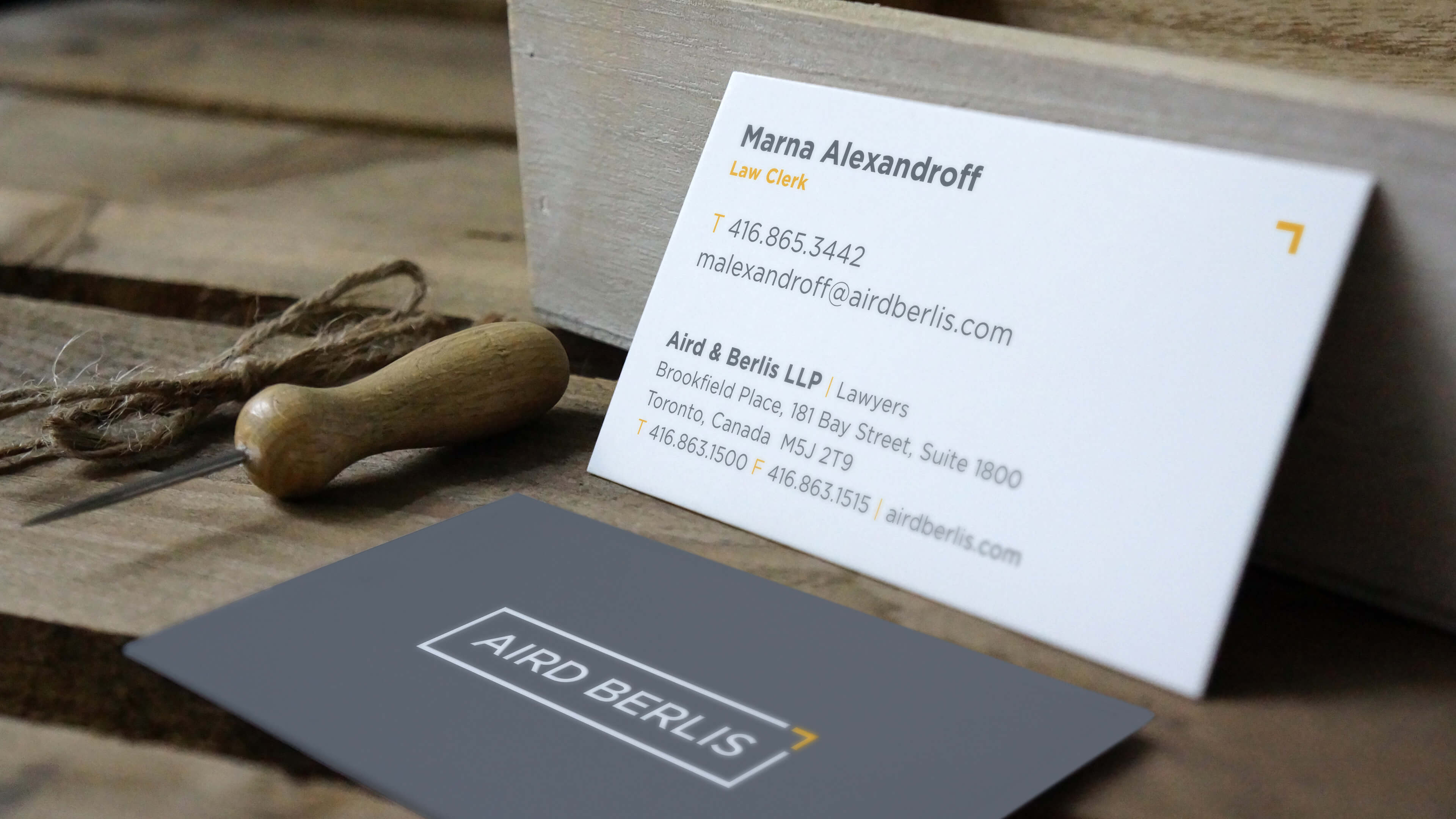 Aird Berlis_Stationery design_Business cards design_Front and back view