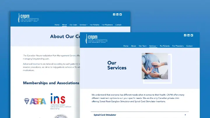 Canadian Neuromodulation Pain Management_CNPM_Web design_Website development_Home page_Our Services