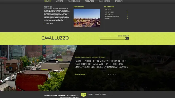 Cavalluzzo Website Drop down Menu