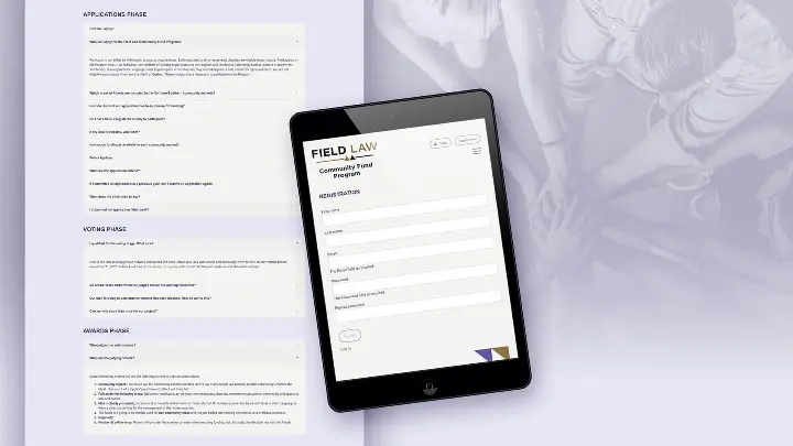 Field Law Community Fund Program Website Application User Journey
