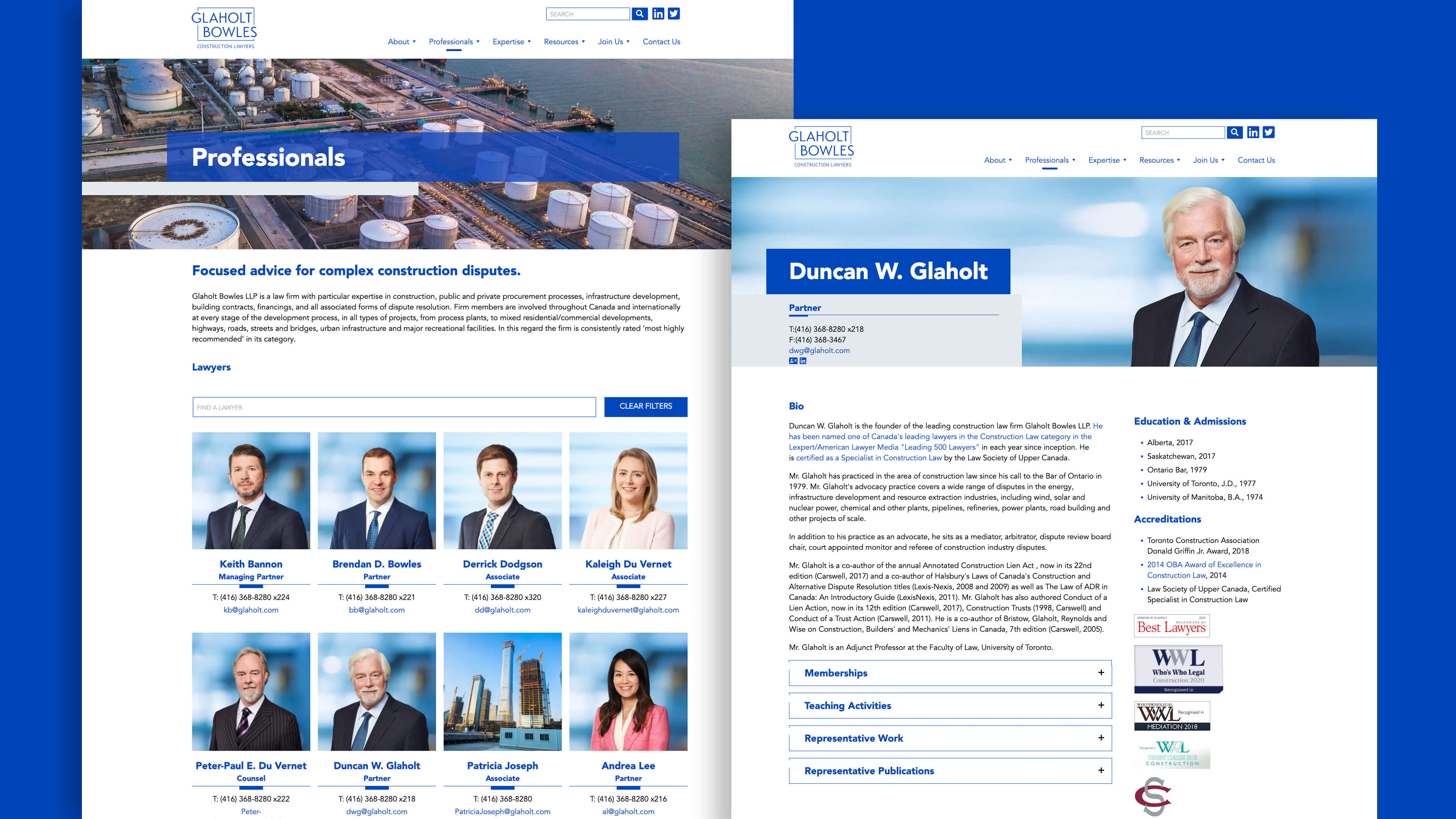 Glaholt_Web design_Website development_Professional Bio and Profile page