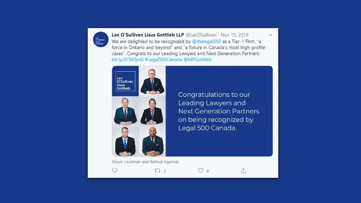 Lax O Sullivan Lisus Gottlieb LLP_LOLG_Social Media Marketing_Tweet