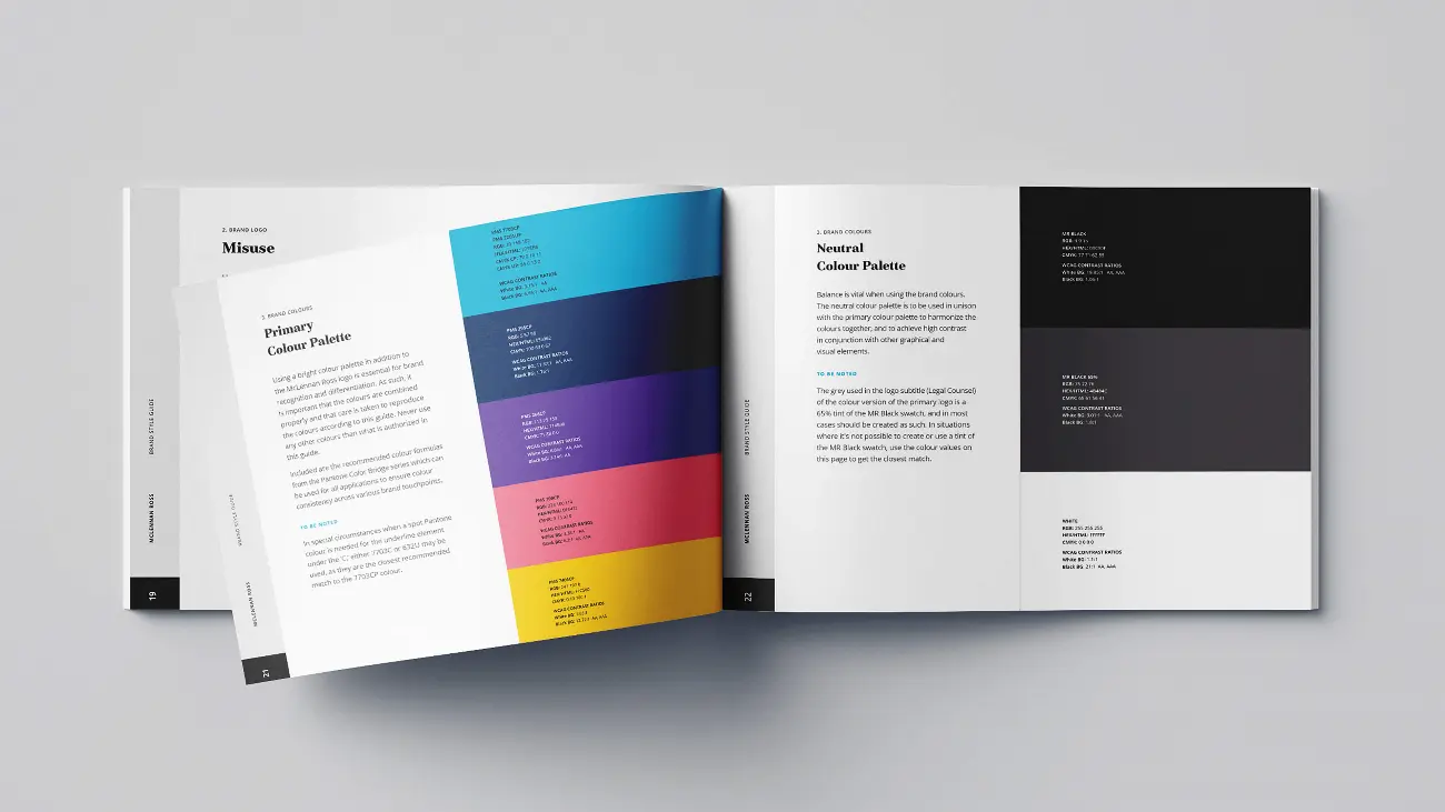 McLennan Ross brand guidelines for colours