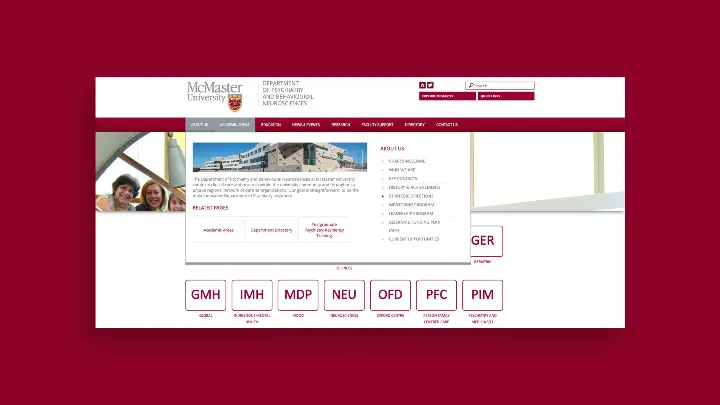 McMaster Department of Pyschiatry and Behavioural Neurosciences_DPBN _Web design_Website Development_Mega Menu