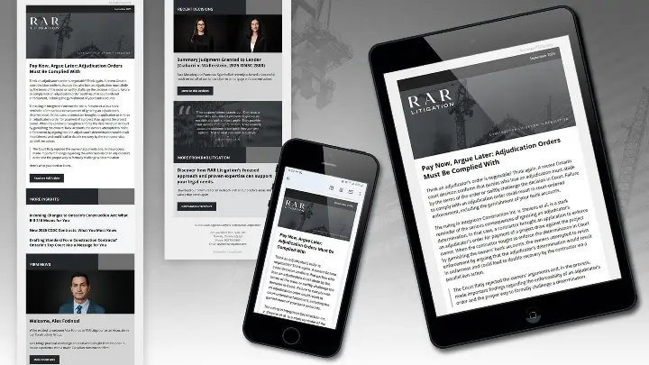 RAR Litigation e-newsletter design