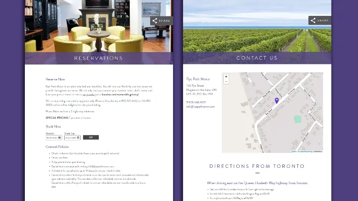 Rye Park Manor_Web Design_Website Development_Reservations and Contact Us