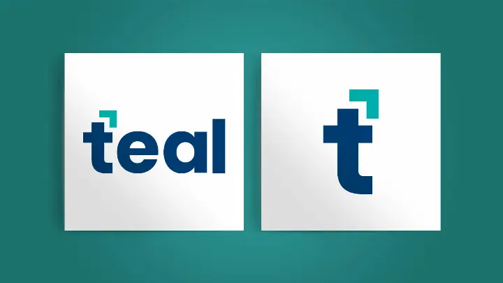 Teal logo woodmark and icon