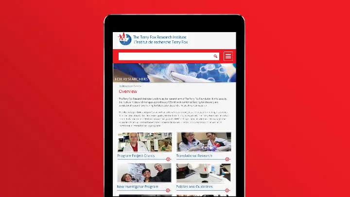 Terry Fox Research Institute_TFRI_Web Design_Website Development_Webiste 2015_Tablet 2