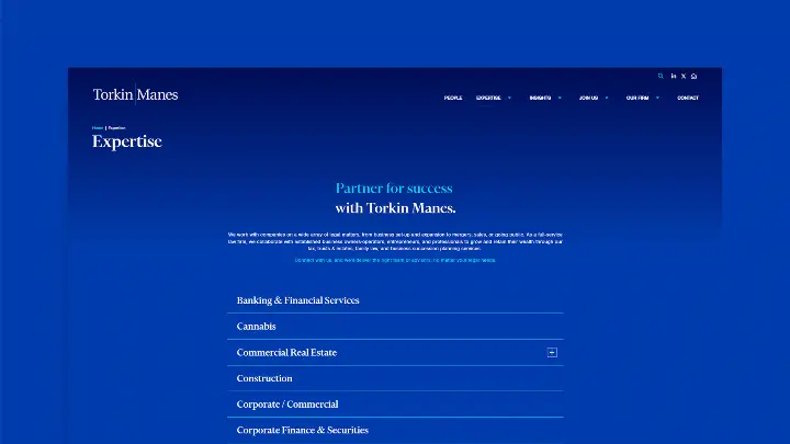 Torkin Manes expertise page on website